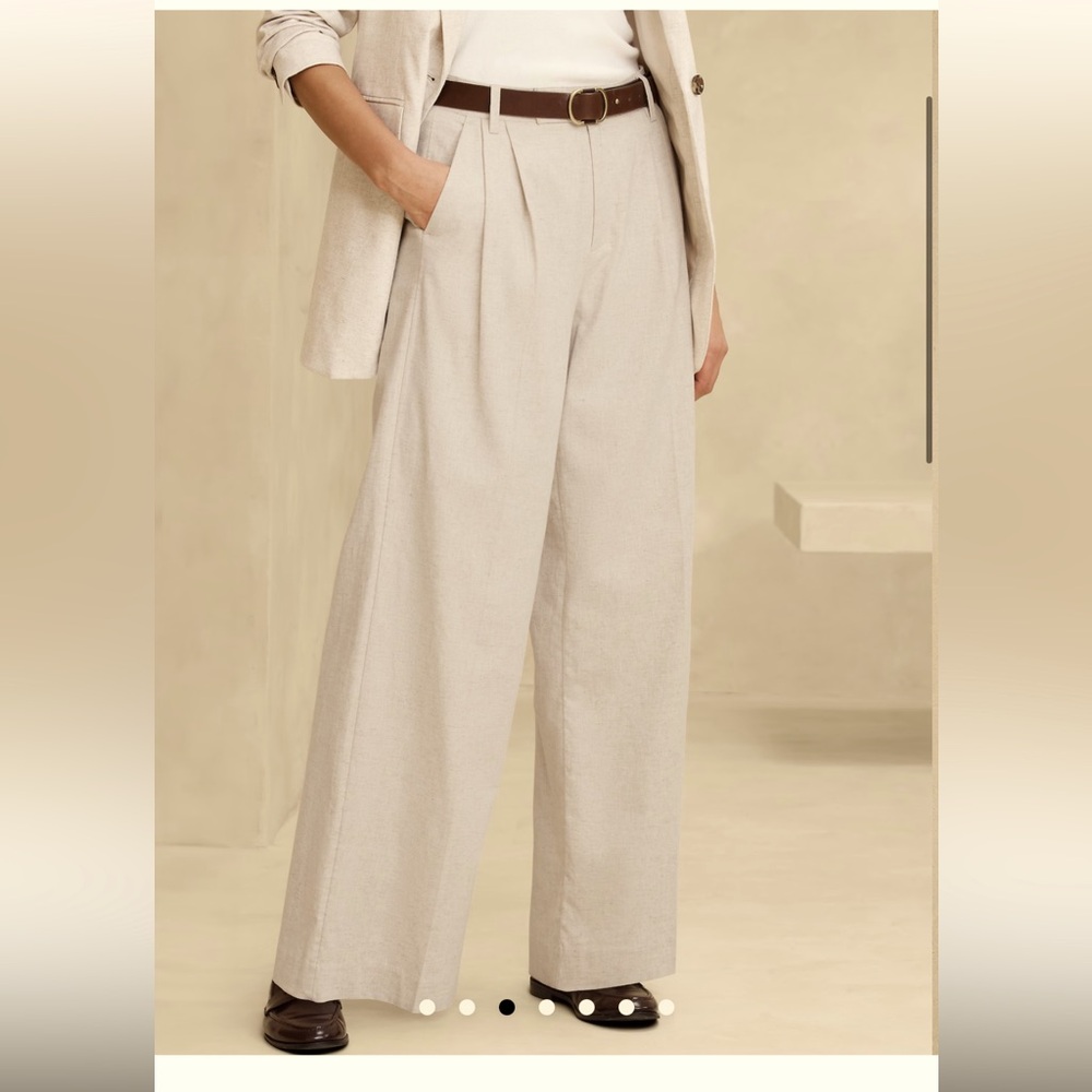 Banana Republic Lena Wide-Leg Linen-Blend Pant
